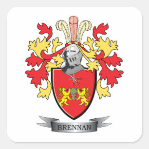 Pegatina Cuadrada Escudo de armas de Brennan