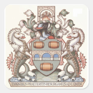 Pegatina Cuadrada Escudo de armas de Bridgetown - Barbados