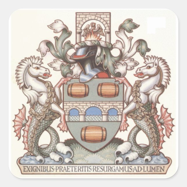 Pegatina Cuadrada Escudo de armas de Bridgetown - Barbados (Anverso)