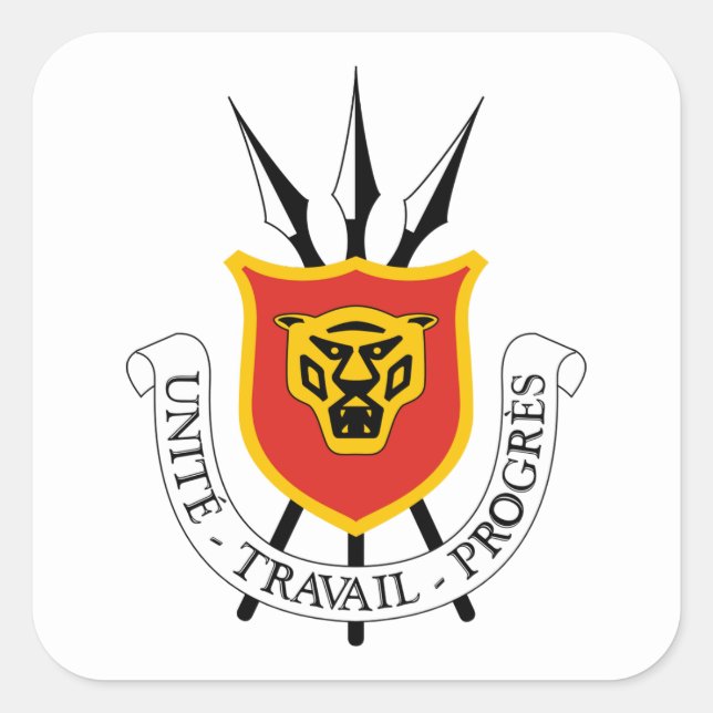 Pegatina Cuadrada Escudo de armas de Burundi, Bandera de Burundi (Anverso)