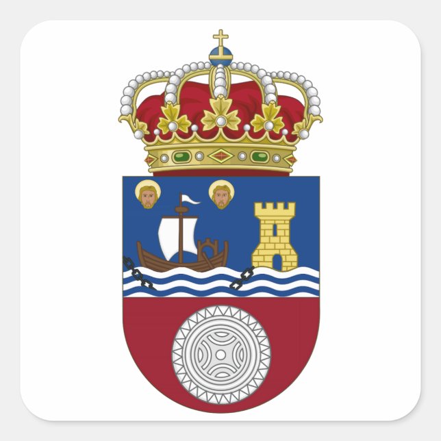 Pegatina Cuadrada Escudo de armas de Cantabria (España) (Anverso)