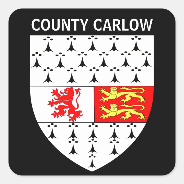Pegatina Cuadrada Escudo de armas de Carlow, República de Irlanda (Anverso)