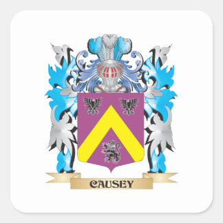 Pegatina Cuadrada Escudo de armas de Causey - escudo familiar