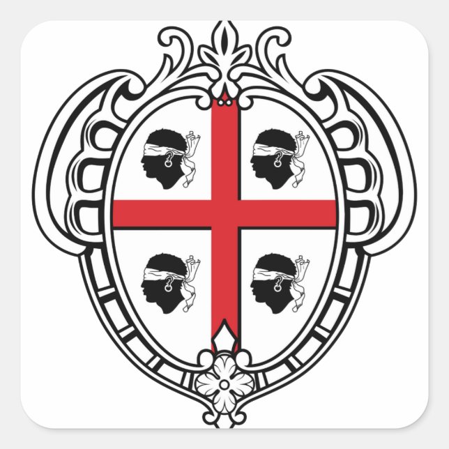 Pegatina Cuadrada Escudo de armas de Cerdeña (Italia) (Anverso)