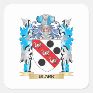 Pegatina Cuadrada Escudo de armas de Clark - escudo de la familia