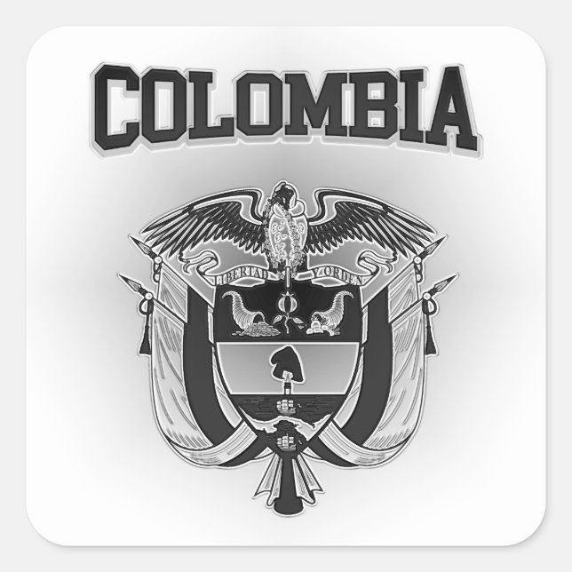 Pegatina Cuadrada Escudo de armas de Colombia (Anverso)