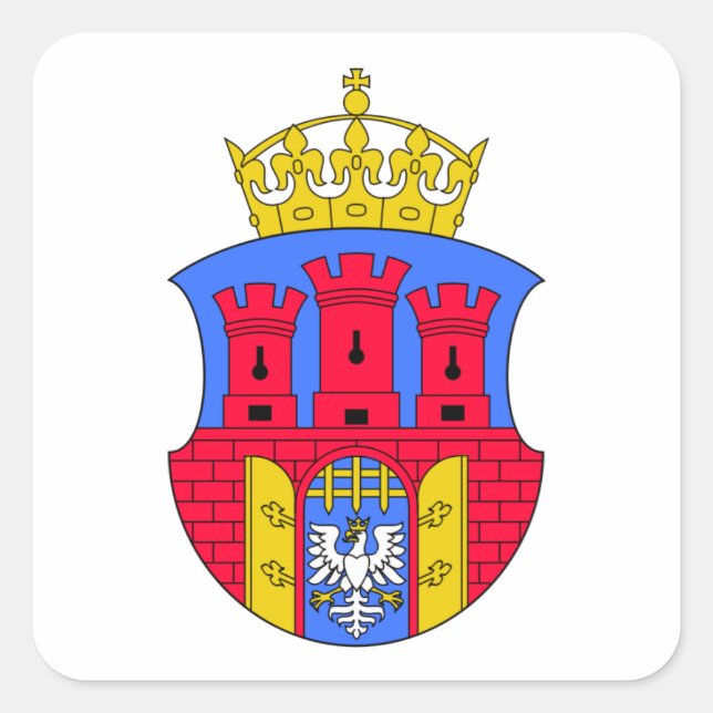 Pegatina Cuadrada Escudo de armas de Cracovia (Anverso)