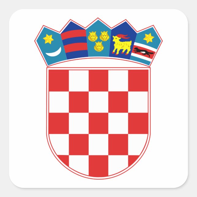 Pegatina Cuadrada Escudo de armas de Croacia (Anverso)