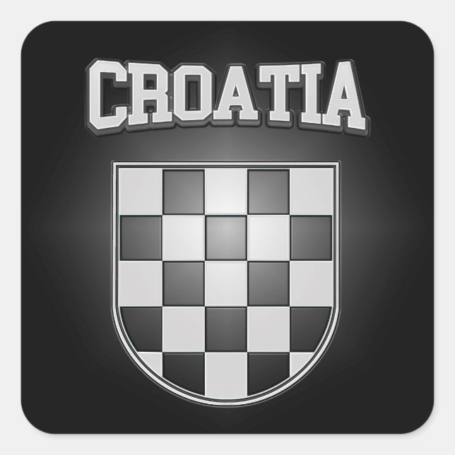 Pegatina Cuadrada Escudo de armas de Croacia (Anverso)