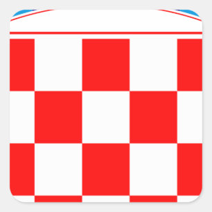 Pegatina Cuadrada Escudo de armas de Croacia, emblema croata,