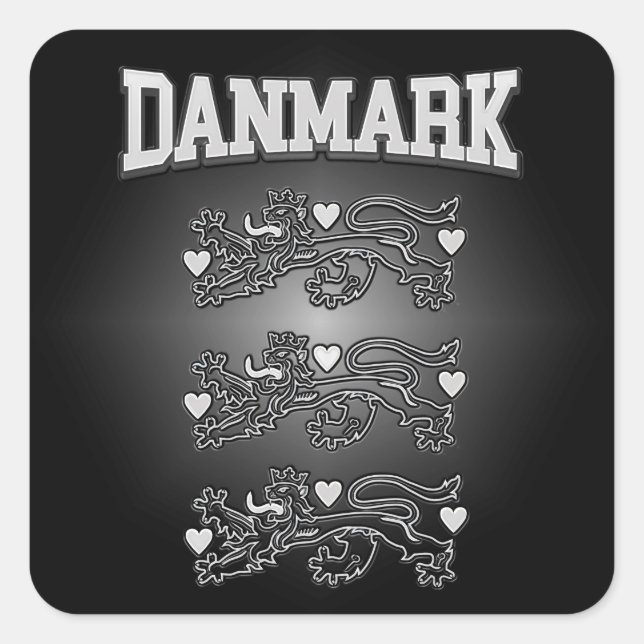 Pegatina Cuadrada Escudo de armas de Danmark (Anverso)