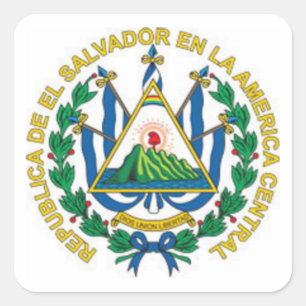 Pegatina Cuadrada Escudo de armas de El Salvador