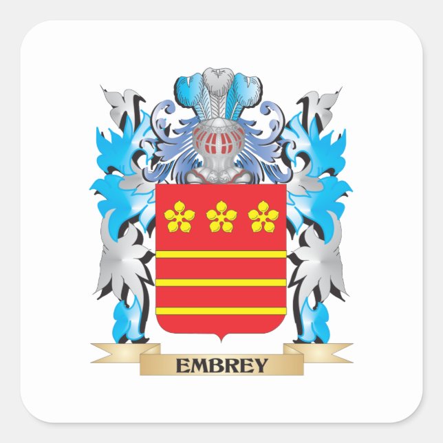 Pegatina Cuadrada Escudo de armas de Embrey - reposo familiar (Anverso)