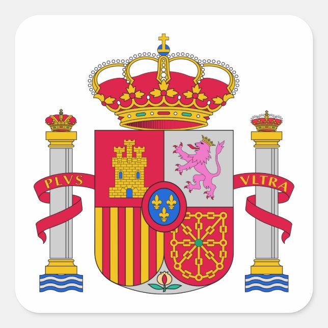 Pegatina Cuadrada Escudo de Armas de España (Anverso)