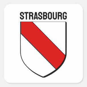 Pegatina Cuadrada Escudo de armas de Estrasburgo, Francia