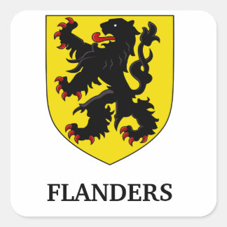 Pegatina Cuadrada Escudo de Armas de Flandes León Heráldico