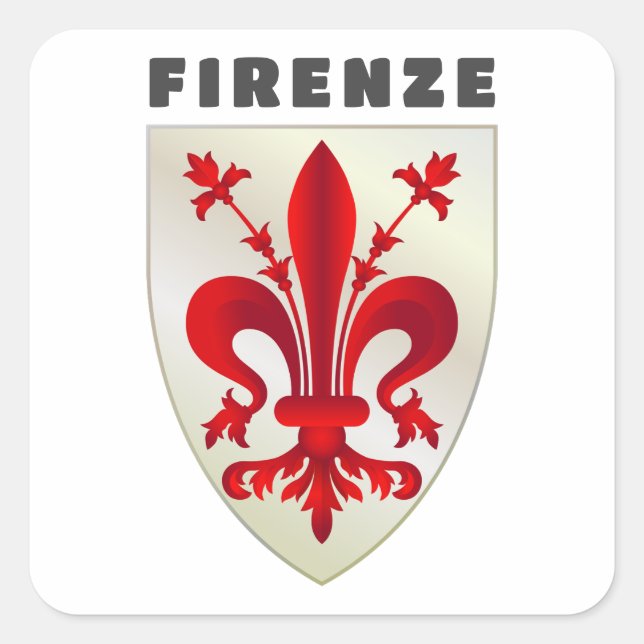 Pegatina Cuadrada Escudo de armas de Florencia (Anverso)