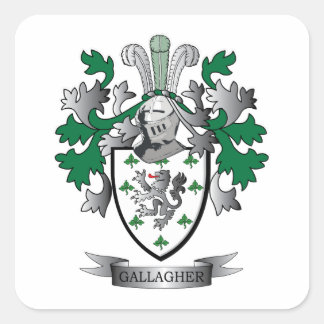 Pegatina Cuadrada Escudo de armas de Gallagher