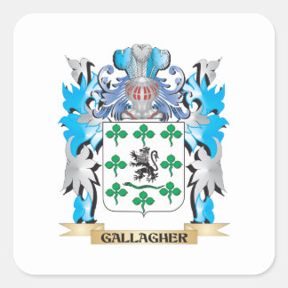 Pegatina Cuadrada Escudo de armas de Gallagher - escudo familiar