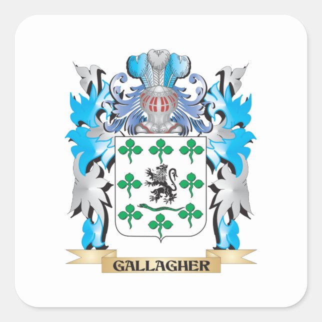 Pegatina Cuadrada Escudo de armas de Gallagher - escudo familiar (Anverso)