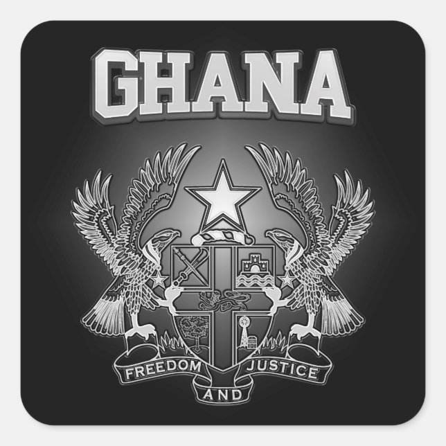 Pegatina Cuadrada Escudo de armas de Ghana (Anverso)