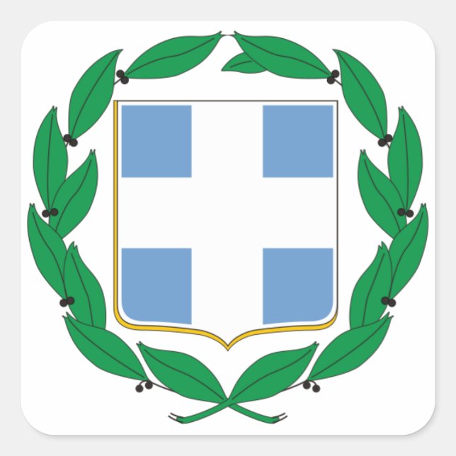 Pegatina Cuadrada Escudo de armas de Grecia (Anverso)