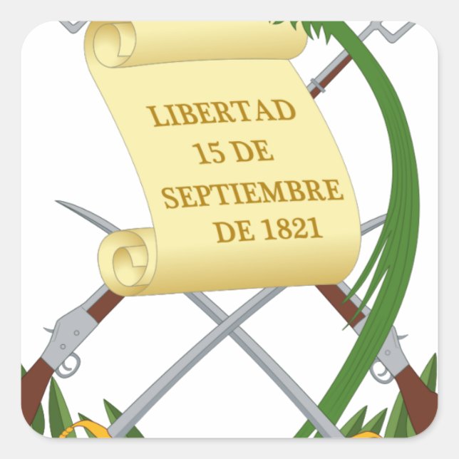 Pegatina Cuadrada Escudo de armas de Guatemala (Anverso)