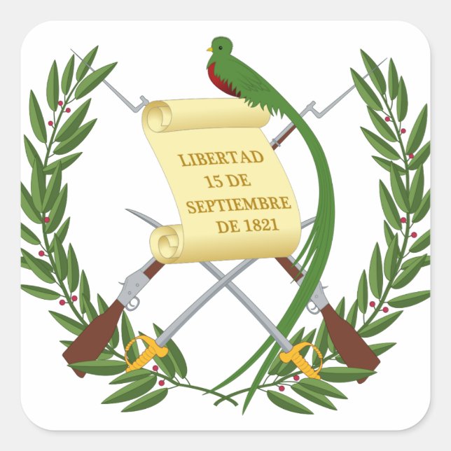 Pegatina Cuadrada Escudo de armas de Guatemala (Anverso)
