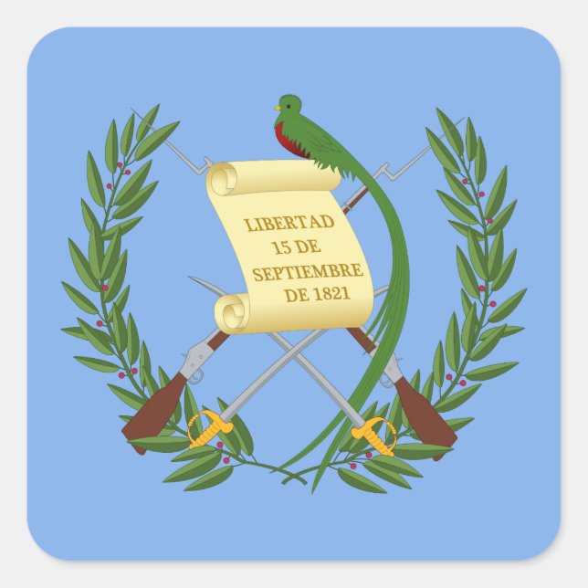 Pegatina Cuadrada Escudo de armas de Guatemala (Anverso)