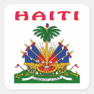 Pegatina Cuadrada Escudo De Armas De Haití
