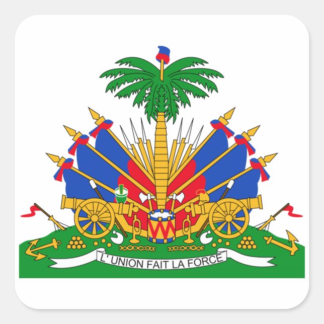 Pegatina Cuadrada Escudo de armas de Haití (Anverso)