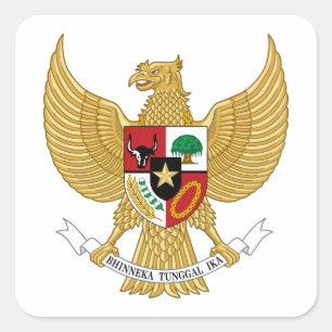 Pegatina Cuadrada Escudo de armas de Indonesia