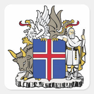 Pegatina Cuadrada Escudo de armas de Islandia