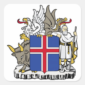 Pegatina Cuadrada Escudo de armas de Islandia