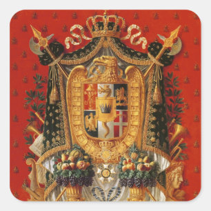 Pegatina Cuadrada Escudo de armas de Italia, diseño de un tapiz