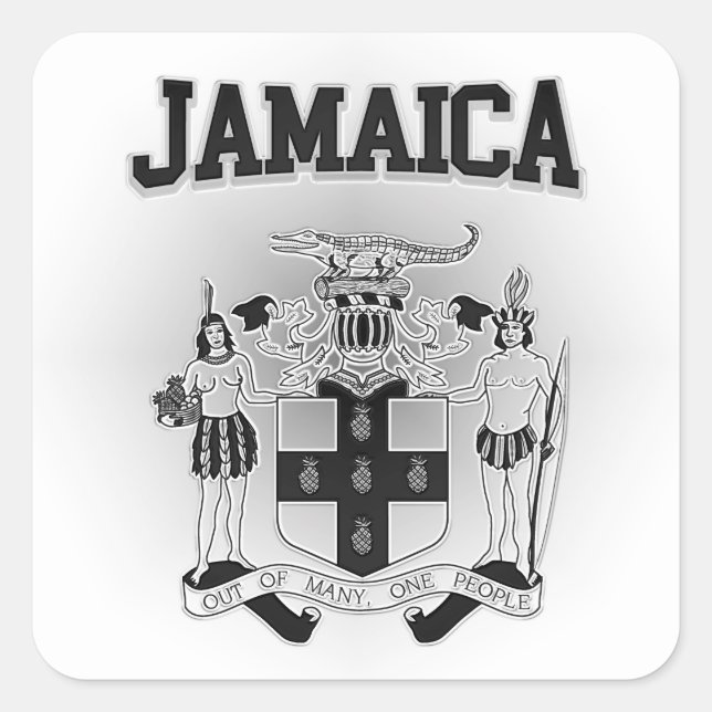Pegatina Cuadrada Escudo de armas de Jamaica (Anverso)