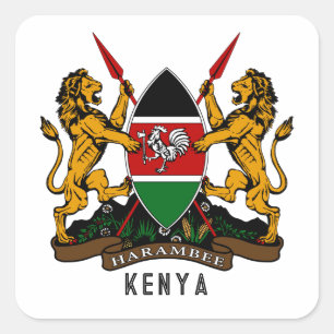 Pegatina Cuadrada Escudo de armas de Kenya