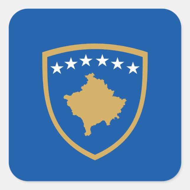 Pegatina Cuadrada Escudo de armas de Kosovo, Kosovo (Anverso)