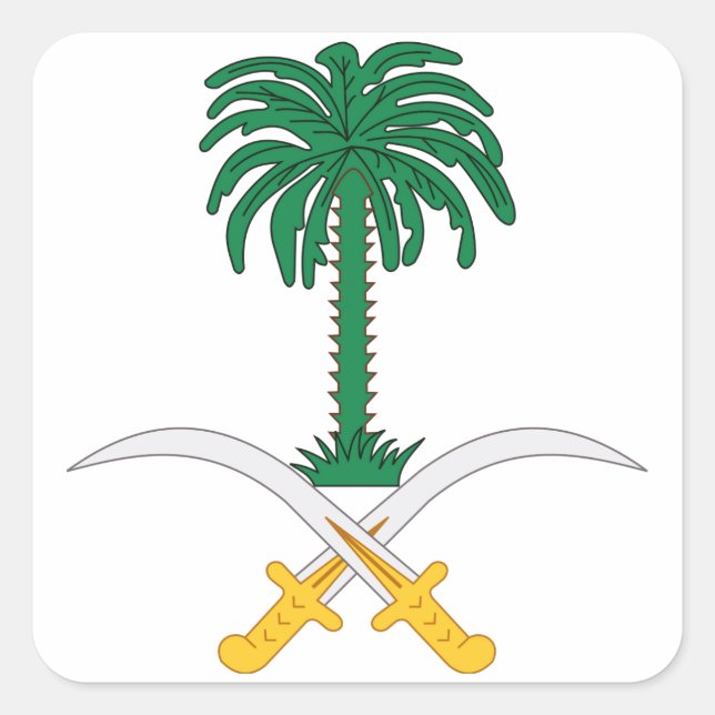 Pegatina Cuadrada Escudo de armas de la Arabia Saudita (Anverso)