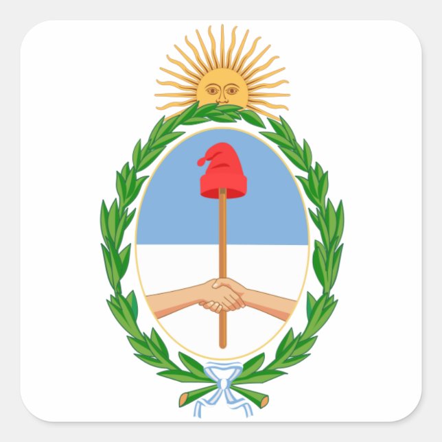 Pegatina Cuadrada Escudo de armas de la Argentina (Anverso)