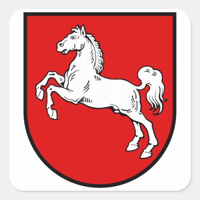 Pegatina Cuadrada Escudo de armas de la Baja Sajonia (Alemania) (Anverso)