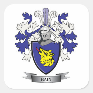 Pegatina Cuadrada Escudo de armas de la familia Bain