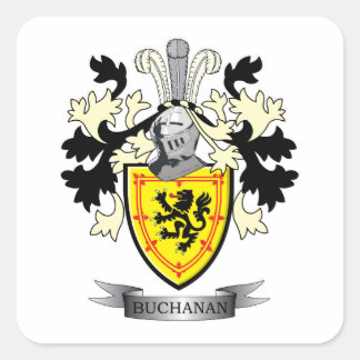 Pegatina Cuadrada Escudo de armas de la familia Buchanan
