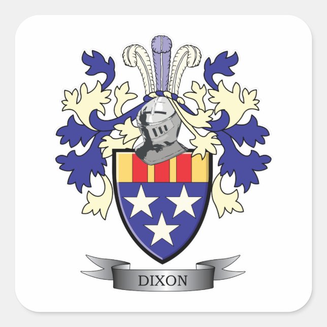 Pegatina Cuadrada Escudo de armas de la familia Dixon (Anverso)