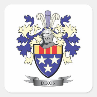 Pegatina Cuadrada Escudo de armas de la familia Dixon