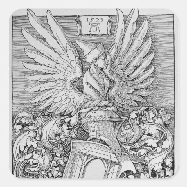 Pegatina Cuadrada Escudo de armas de la familia Durer (Anverso)