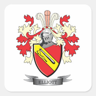 Pegatina Cuadrada Escudo de armas de la familia Elliott