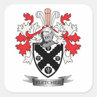 Pegatina Cuadrada Escudo de armas de la familia Fletcher