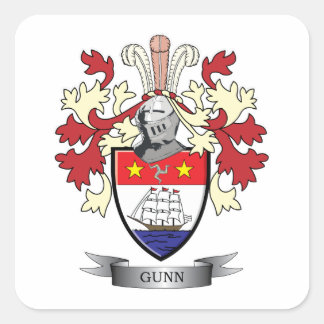 Pegatina Cuadrada Escudo de armas de la familia Gunn