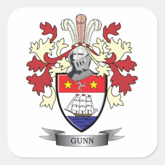 Pegatina Cuadrada Escudo de armas de la familia Gunn